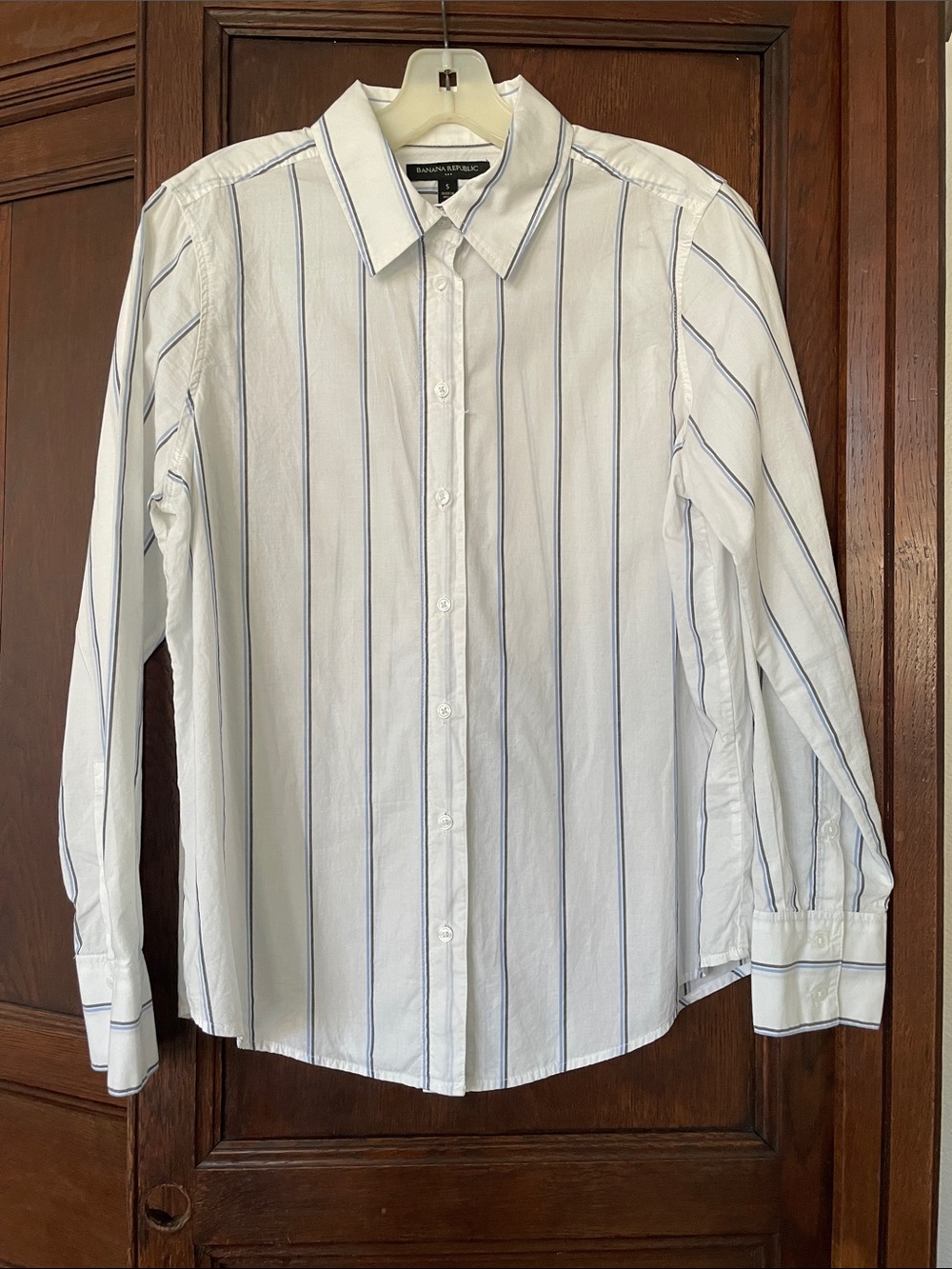 Banana Republic White Pure Cotton Button Down Shirt Top Stripes